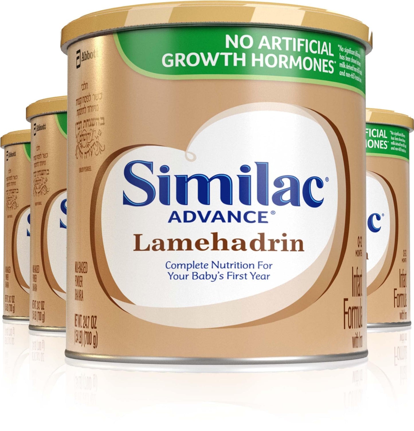 Similac Lamehadrin Badatz-certified Advance Infant Formula with Iron 24.7 ounce (4 Pack) Certified Kosher Baby Formula Powder