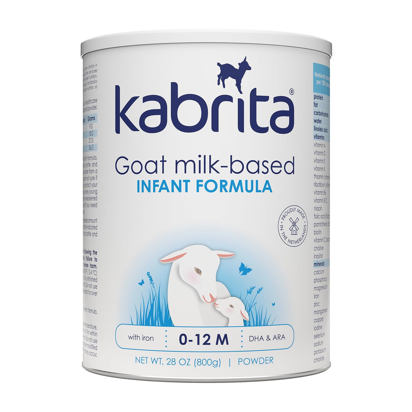 Kabrita Goat Milk Infant Formula - Easy to Digest Baby Formula 0-12 Months - Contains Prebiotics Iron DHA Non-GMO - Gentle on Sensitive Tummies - Formula Supporting Gut Health & Sleep - 28Oz