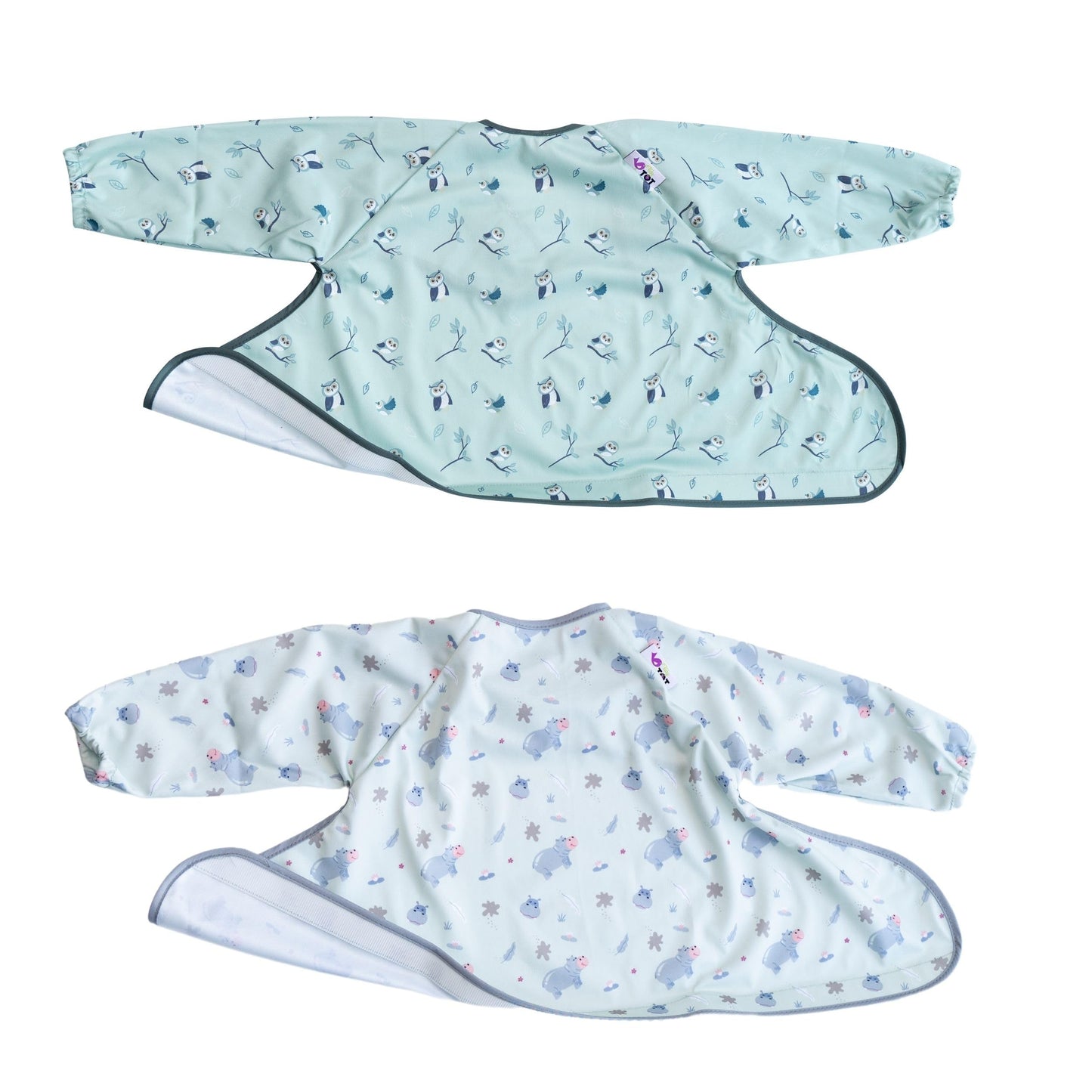 Tidy Tot ®™ Coverall Baby Weaning Bib for Bib & Tray Kit Twin Pack.2 Coverall Baby Feeding Bibs with Sleeves. Attaches to Tray.Catch All Sleeved Bibs.Baby Led Weaning Bibs for Baby.