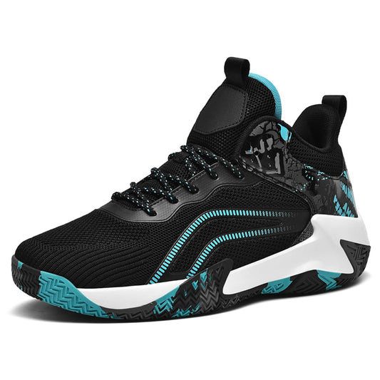 CJSPORX Zapatos de Baloncesto para Hombres Zapatillas de Moda Antideslizantes Zapatos de Hombre Negro y Azul - Talla 10.5