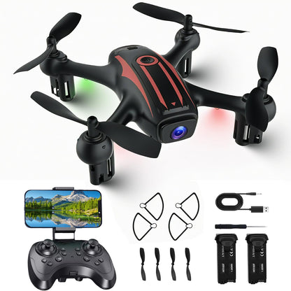 Drones para niños 8-12 años, Drone con Cámara 1080P para Niños y Adultos, Mini Drone con FPV, 2 Baterías, Gestos para Fotos, Wifi, Cuadricóptero RC, Modo de 3 Velocidades, Volteretas 3D y Mantenimiento de Altitud